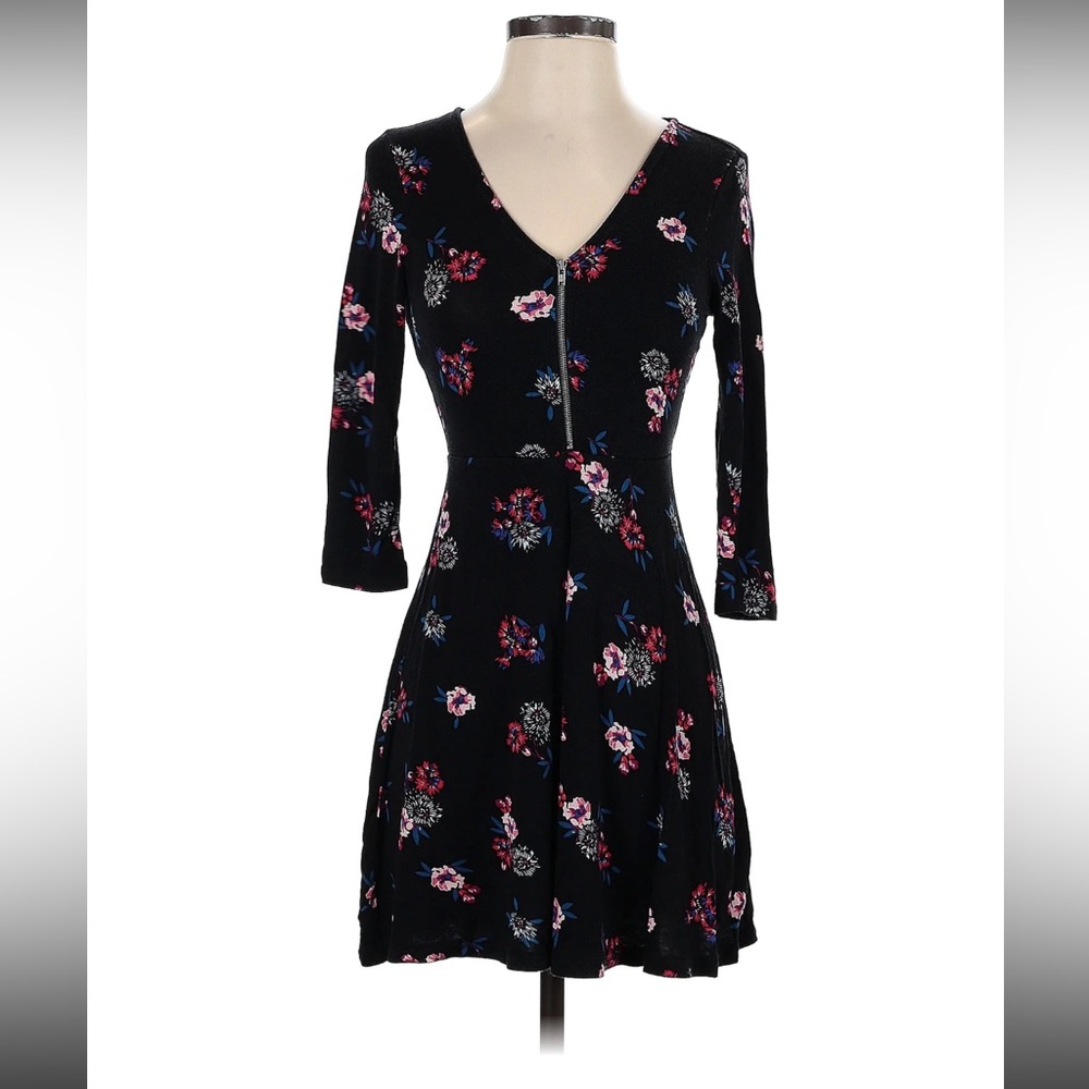 Express mini dress floral zip up size small